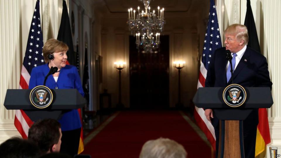 Trump ve Merkel Washington’da Dünya Gündemini Ele Aldı