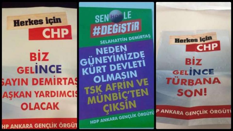 Serhatın Sesi / Serhat Diyarından Haberler / Sloganı yanlış yazmışlar: Ankara’da HDP, İYİ Parti ve CHP adına sahte bildiriler dağıtıldı