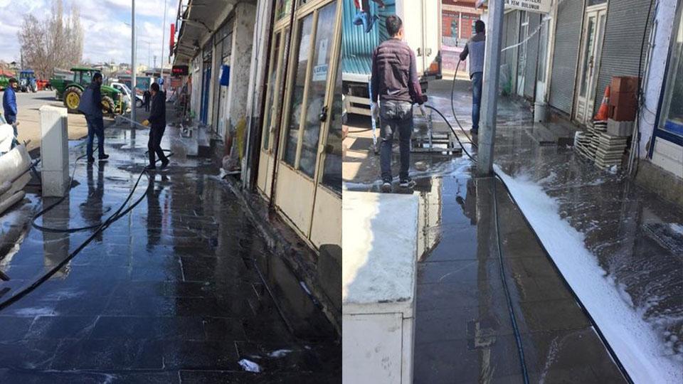 Serhatın Sesi / Serhat Diyarından Haberler / Akyaka’da cadde ve sokaklar dezenfekte ediliyor